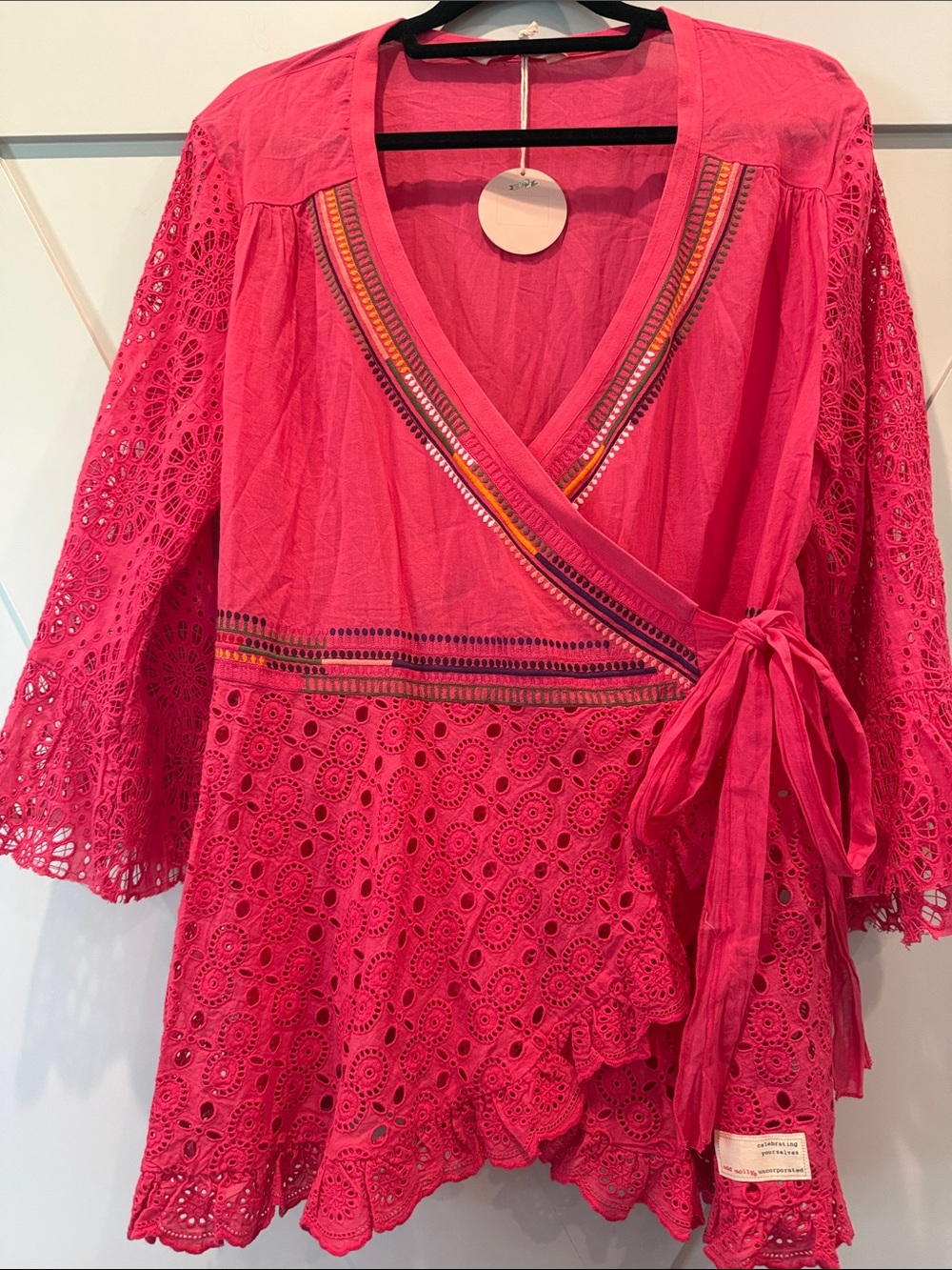 Odd Molly Hot Pink Wrap Tie Blouse
